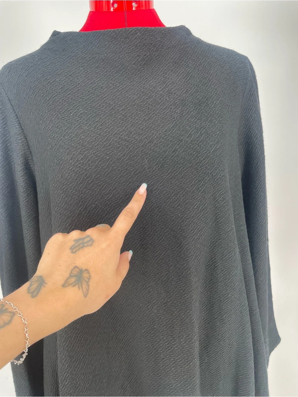Elemente Clemente Black Swing Style Wool Cotton Blend Sweater Long Sleeve Top